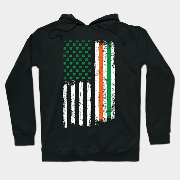 St Patricks Day Irish American USA Flag Heritage Pride Hoodie by Xeire